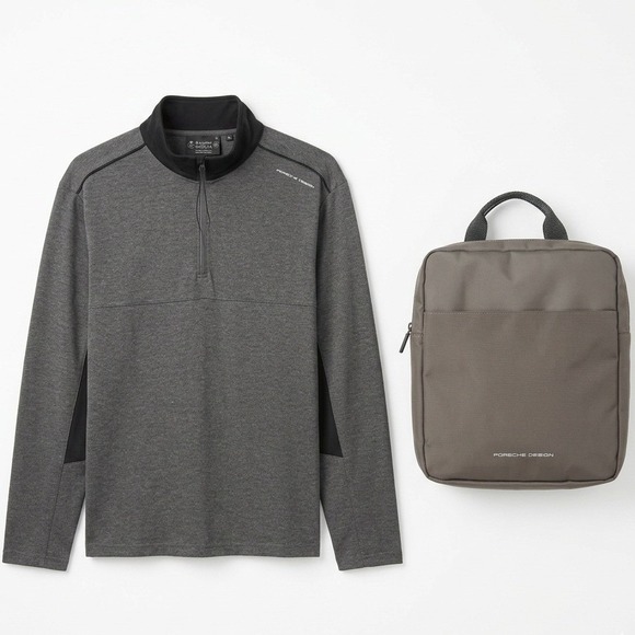 Porsche Design Saudia Airlines Quarter Zip Pullover Shirt and Tote Bag Set XL